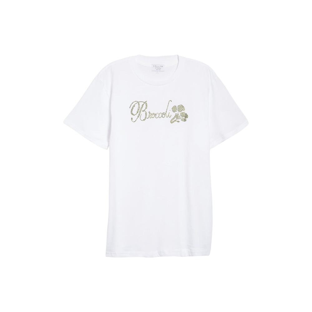 Collina Strada Broccoli Embellished Cotton Tshirt - L. -White